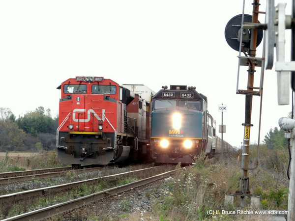VIA Rail passenger train arriving in Sarnia
